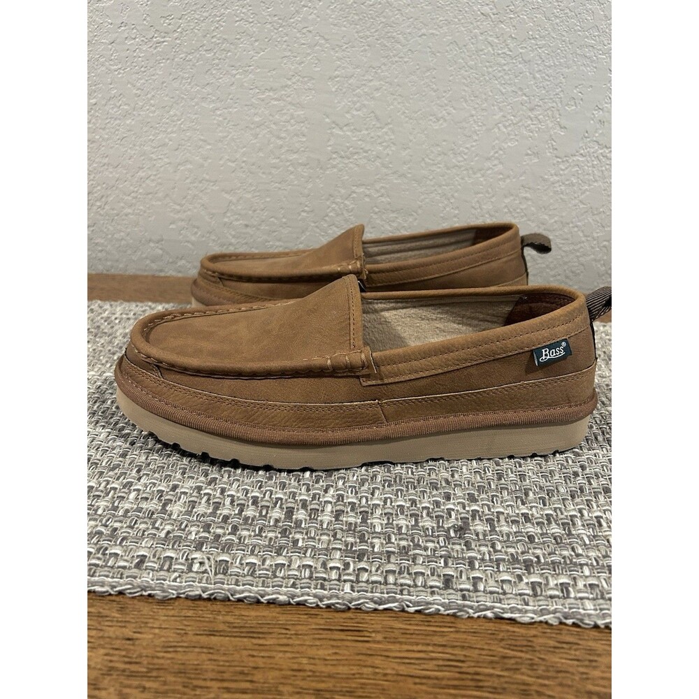 Bass Mens Sherpa Lined Moccasin Slippers Size 10.5 Indoor Outdoor Comfort